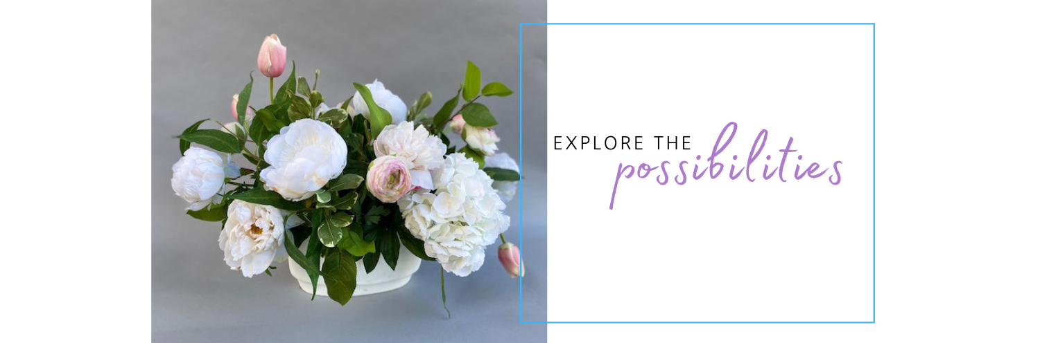 White peonies in ceramic vase